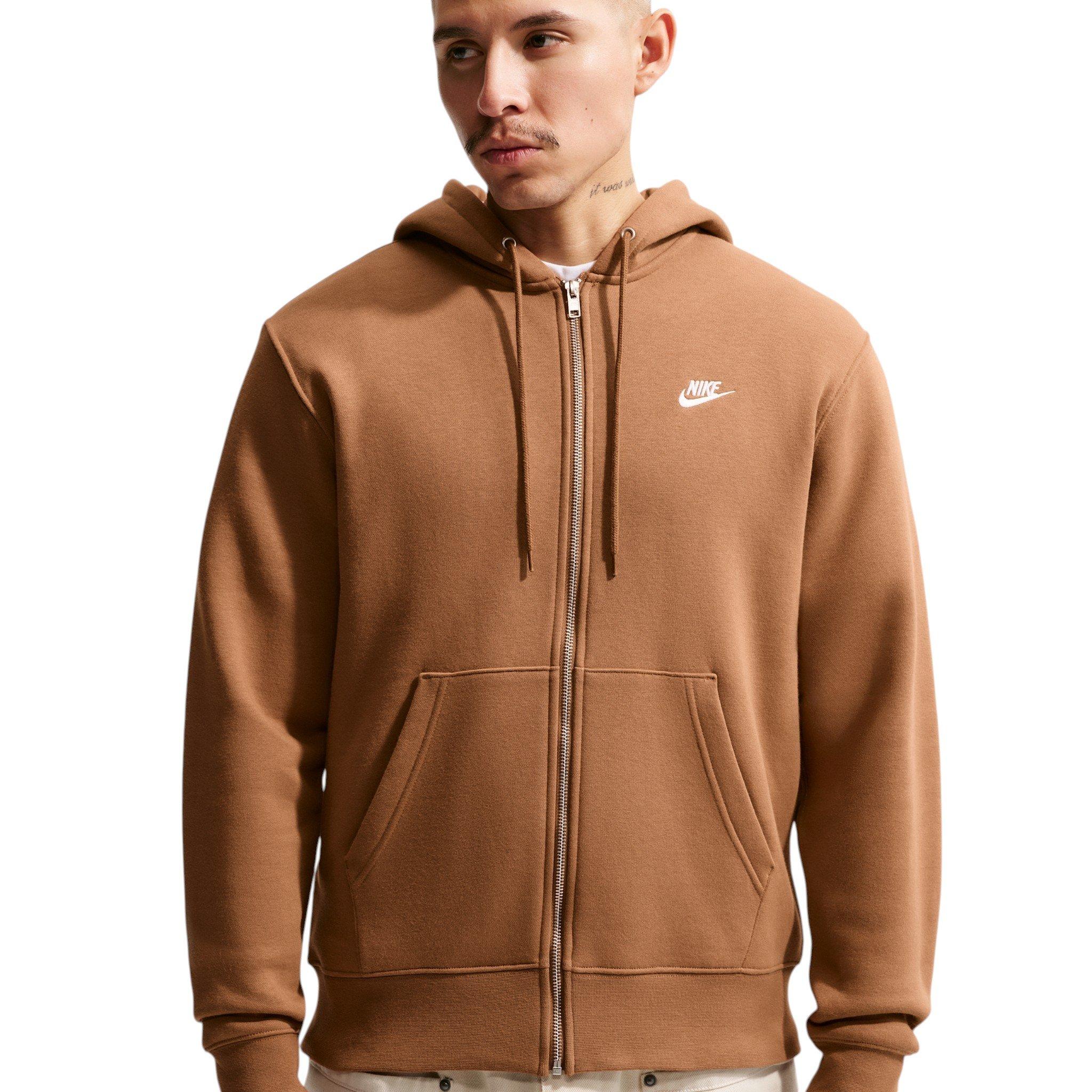 Nike Men's Club Full-Zip Fleece Hoodie - BROWN
